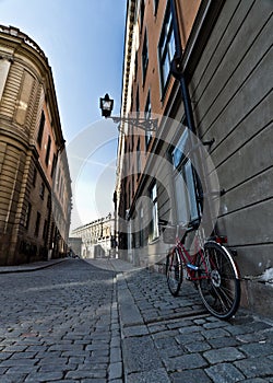 Parked Bicycle in Stortorget, Gamla Stan, Stockholm