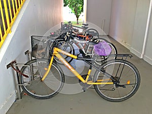 Parked bicycles
