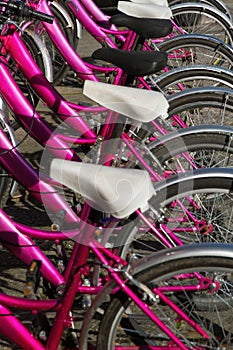 Parked bicycles for public use