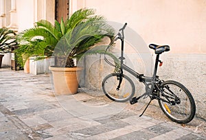 Parked bicycles on a streets in Palma de Mallorca photo