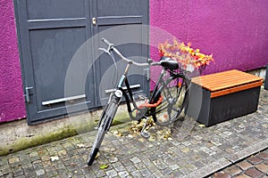 Parked bike with basket