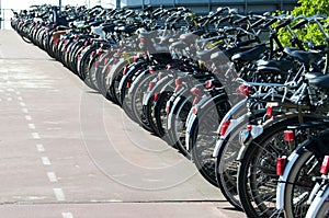 Parked bikes in Amsterdam photo