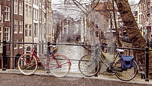 Parked bikes in Utrecht in the Netherlands