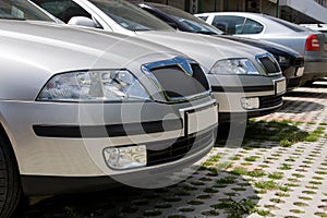 Parked cars, close-up