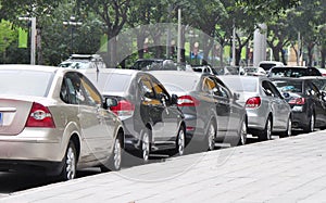 Parked cars beside the street