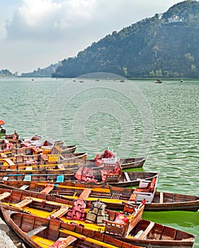 Parked colorful boats