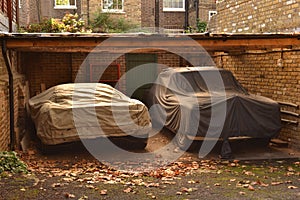 Parked covered cars