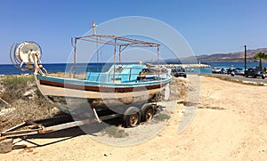 Parked fishing boat