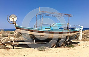 Parked fishing boat