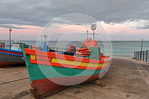 Parked fishing boats at Arniston harbour