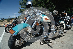 Parked Harley Davidson motorcycles