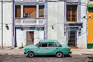 Parked, old Russian car, Havana, Cuba
