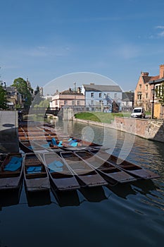 Parked punting boats