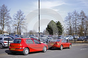 Parked red cars