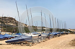 Parked sailboats