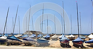 Parked sailboats