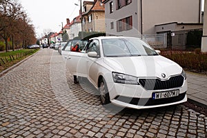 Parked Skoda Fabia in Poznan, Poland