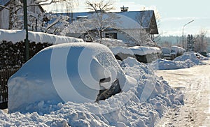 Parked snowbound car