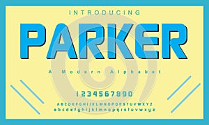 Parker font. Elegant alphabet letters font and number.