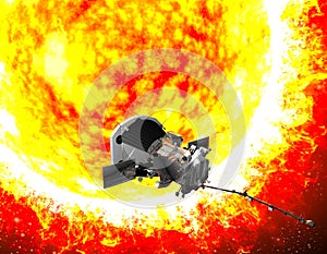 Parker Solar Probe traveling to the sun. The purpose of the probe is to carefully analyze the Sun and its solar wind