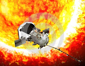 Parker Solar Probe traveling to the sun. The purpose of the probe is to carefully analyze the Sun and its solar wind