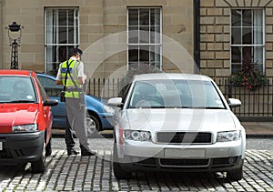 Parking attendant, traffic warden, getting ticket fine mandate