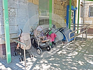 Parking for baby strollers at clinic