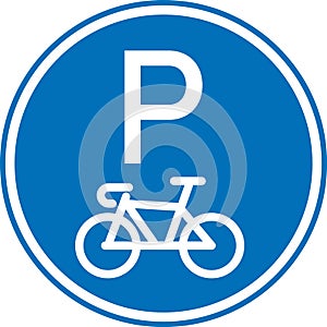 Parking only for bicycle. only bicycle road parking sign. Parking sign with bicycle symbol. flat style