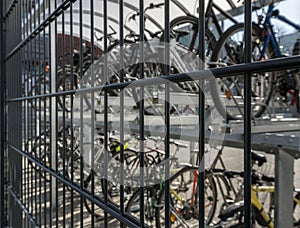 Parking for bicycles in the center of Berlin