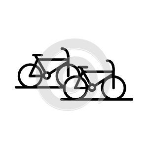 Parking bicycles transport line style icon design