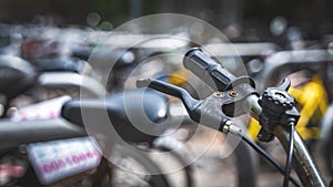 Parking Black Bicycle At Walking Street