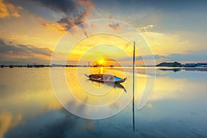 Parking boat in the village beach