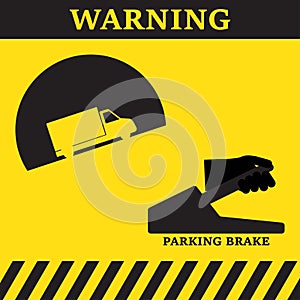 Parking brake symbol with van and hand on brake