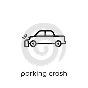 Parking crash icon. Trendy modern flat linear vector Parking crash icon on white background from thin line Insurance collection