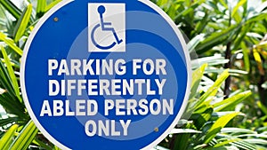 Parking for differently abled persons only photo