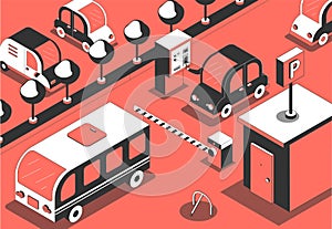 Parking Entrance Isometric Composition