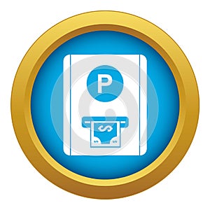 Parking fee icon blue vector isolated