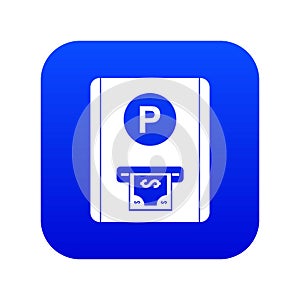 Parking fee icon digital blue