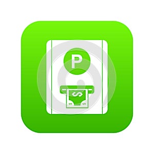Parking fee icon digital green