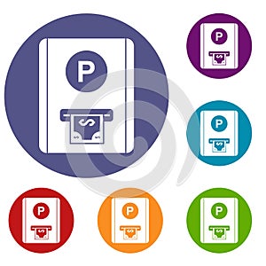 Parking fee icons set
