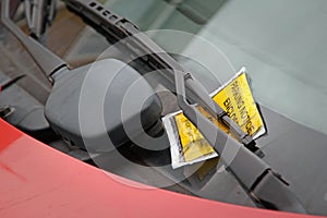 Parking fine ticket on windscreen