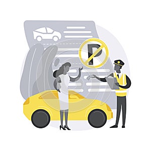 Parking fines abstract concept vector illustration.