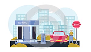 Parking Flat Colored Composition