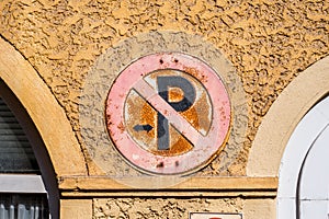 Parking forbidden - historical road sign