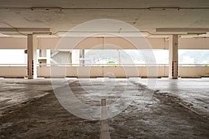 Parking garage department store interior Empty parking lot or garage interior Business building office