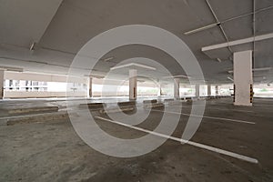 Parking garage department store interior Empty parking lot or garage interior Business building office