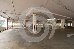 Parking garage department store interior Empty parking lot or garage interior Business building office