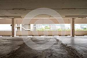 Parking garage department store interior Empty parking lot or garage interior Business building office