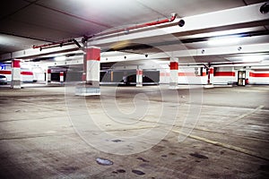 Parking garage, grunge underground interior