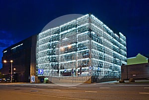 Parking garage at night